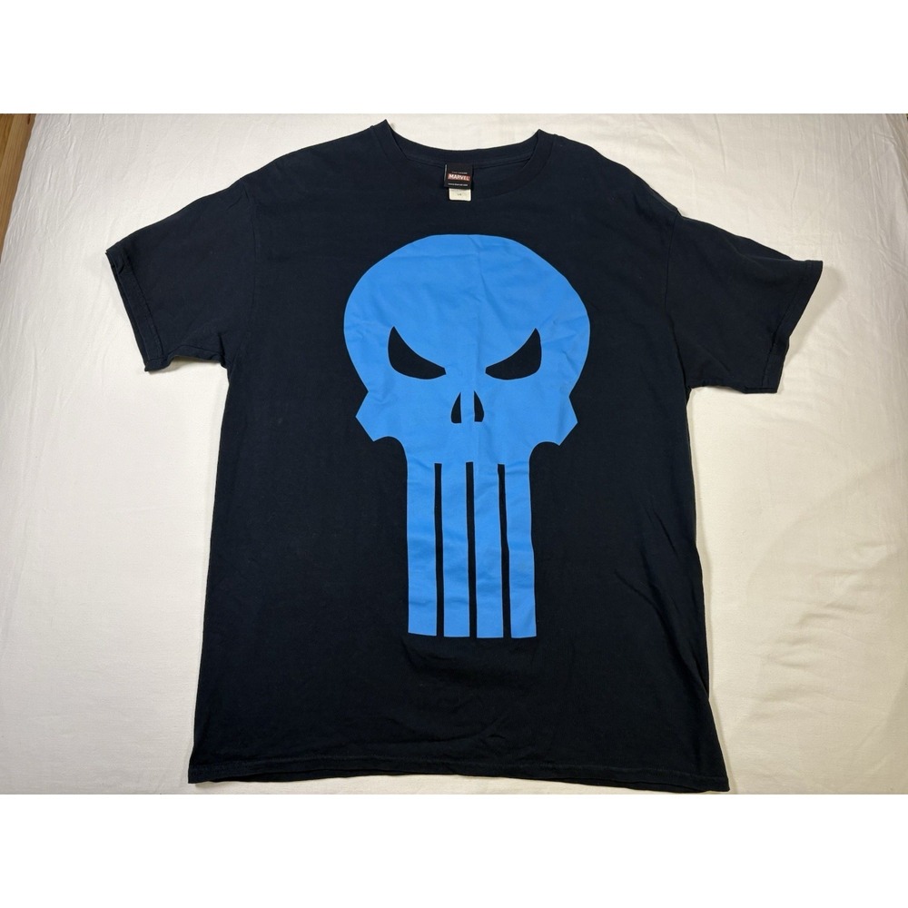 Vintage Punisher Shirt Blue Skull Marvel Mad Engine 2012 Frank Castle Comics